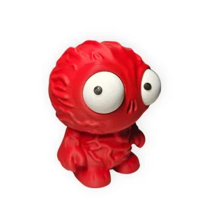 Piros horror stílusú 3D nyomtatott figura mozgatható szemekkel fehér háttéren