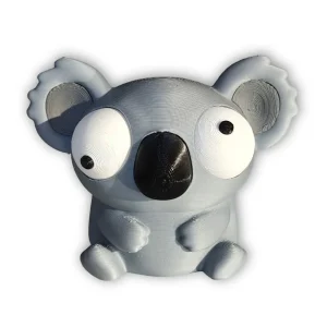 Hubi koala 3D nyomtatott figura mozgatható szemekkel fehér háttéren